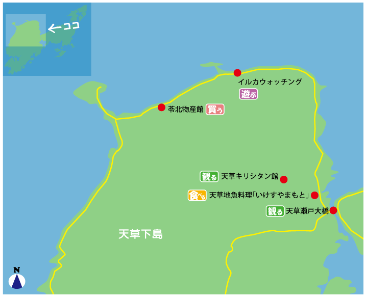 天草下島北部路線アクセスマップイメージ